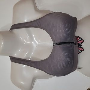 Victorias secret sport bra 34C zip up gray adjustable straps